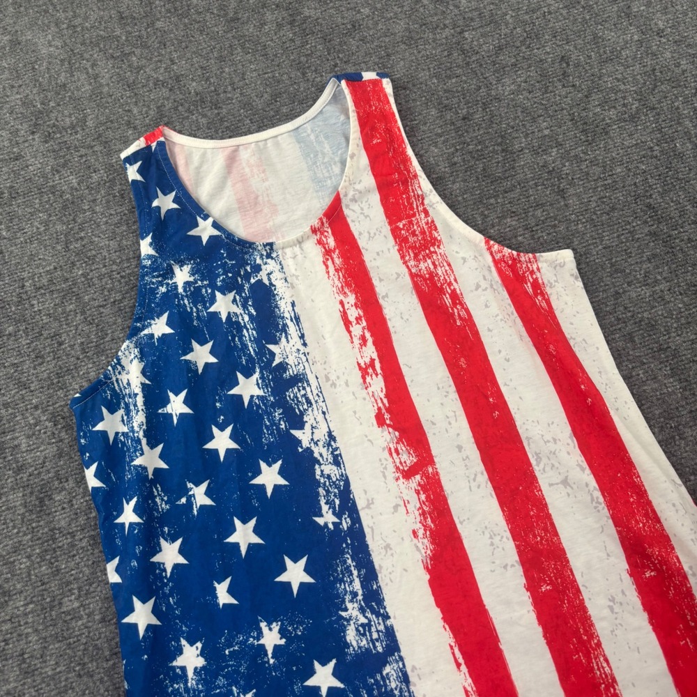 Unbranded Tank Top S Red White Blue USA Flag Stars Stripes Distressed Mens